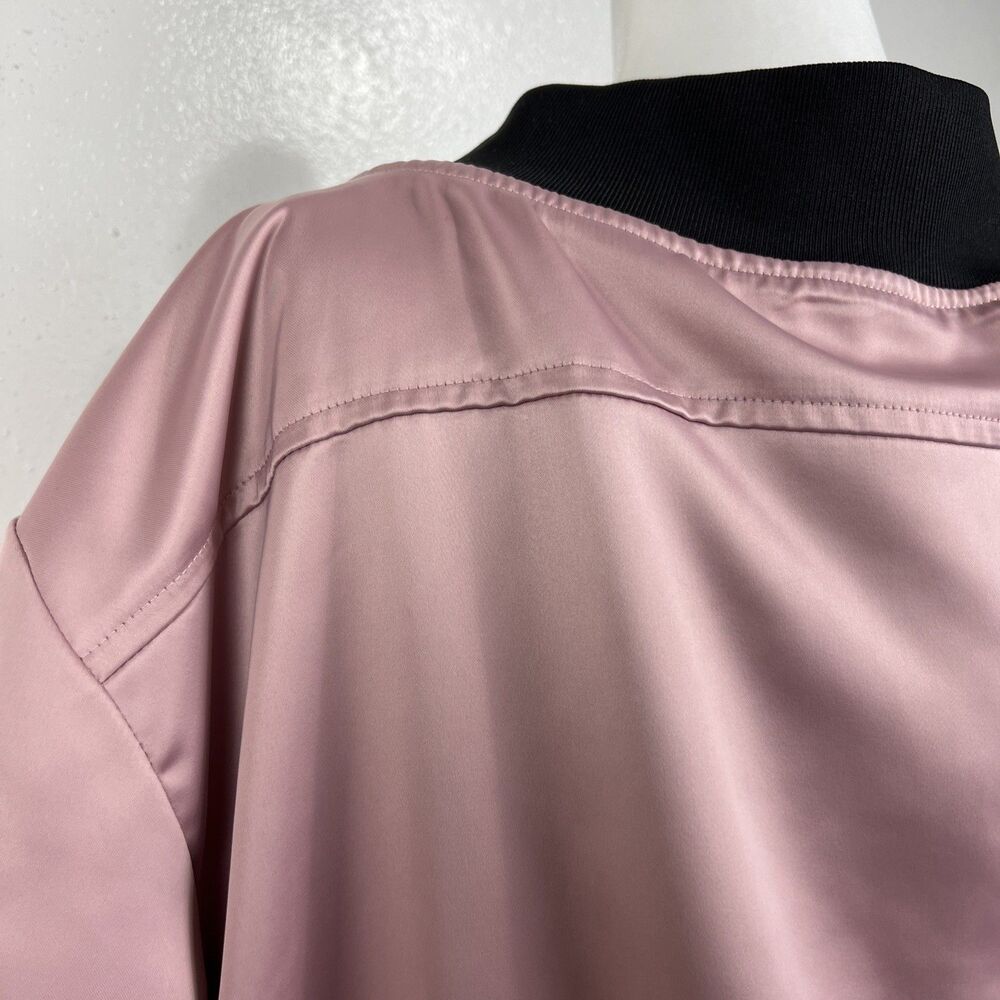 Alpha & Omega Interstellar Bomber Jacket Women Small Pink Satin Off Shoulder - Picture 15 of 16